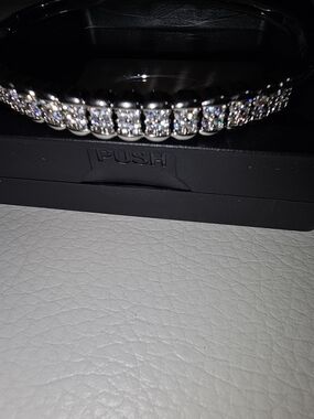 Silver Crystal Tennis Bracelet - Sparkling Row of Stones